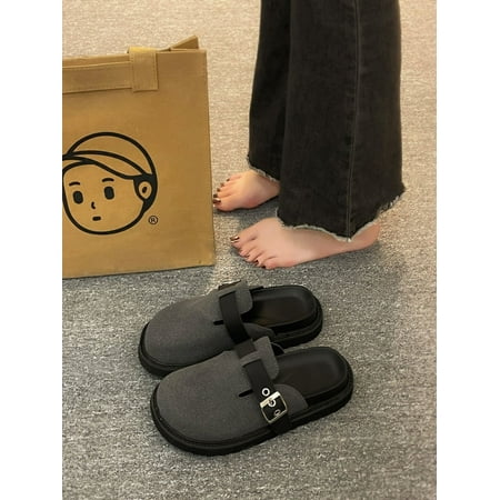Shoes Woman 2024 Female Slippers Cover Toe Platform Loafers Low New Flat PU Retro Fabric Slides House Slippers Platform Female S