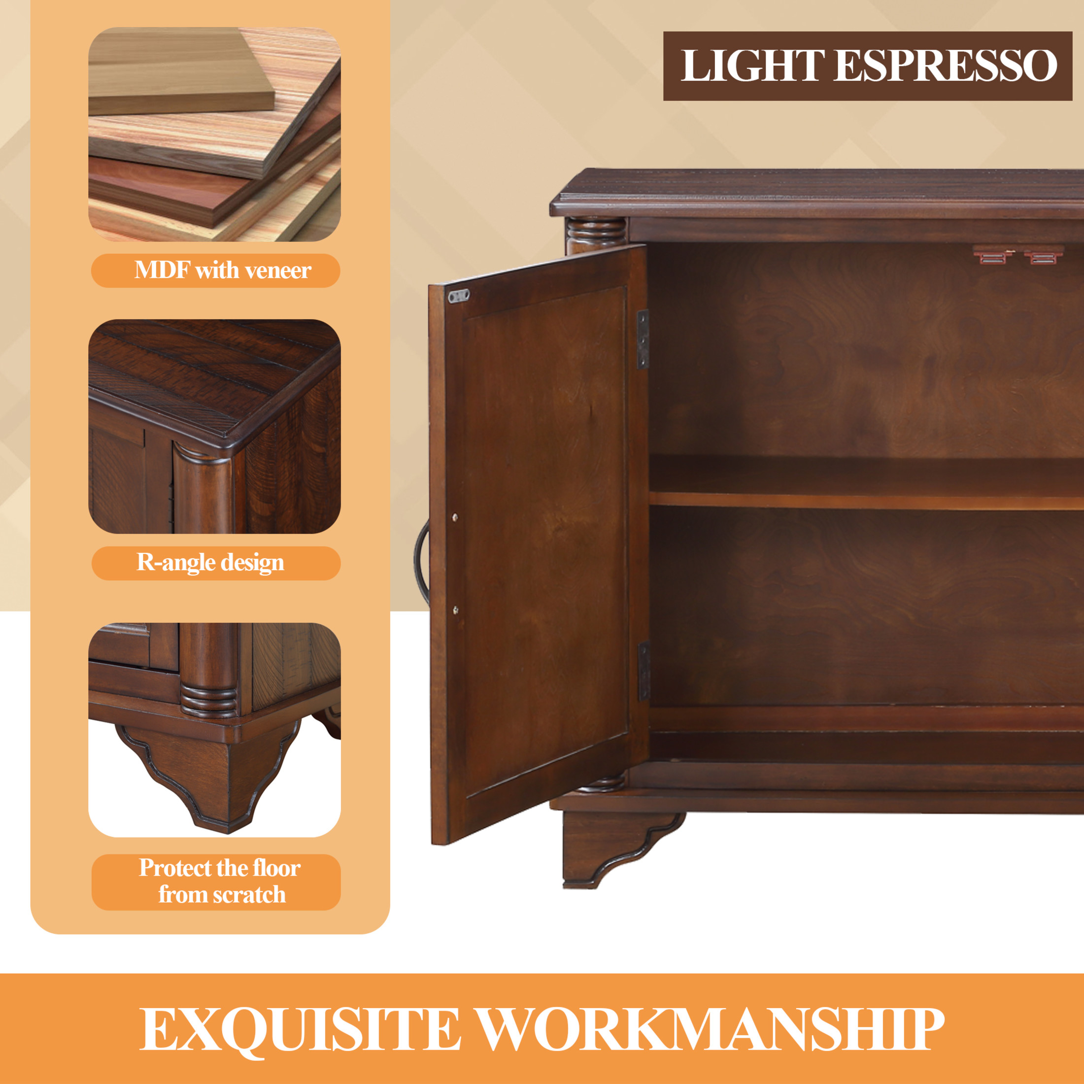 Noble House Jemima 40" Console Table, Pine Wood Frame with Storage Shelf for Hallway or Sofa Table, Light Espresso