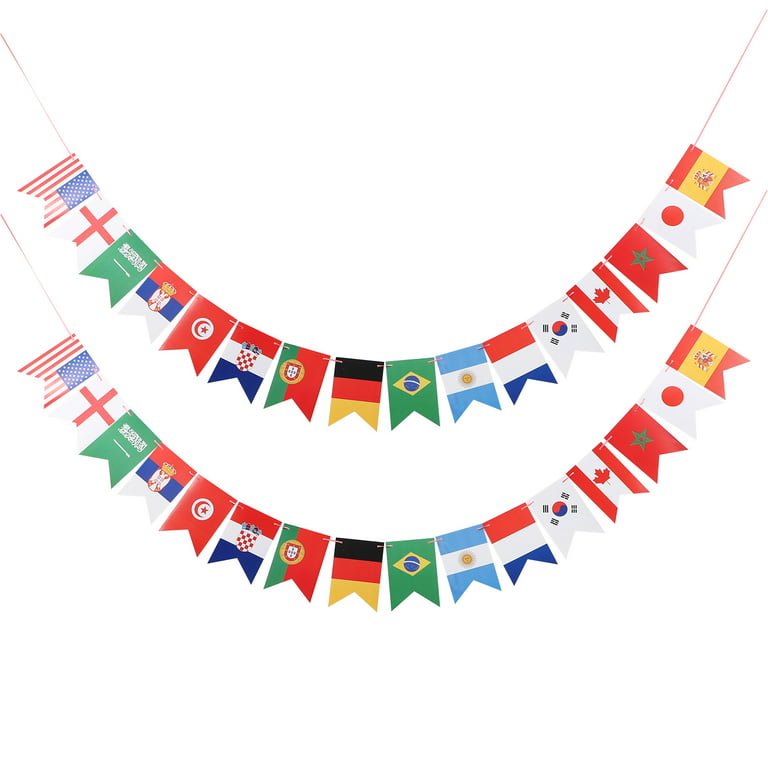 2pcs International Flags Party Decorations Countries String Flag Soccer  Party Decoration 
