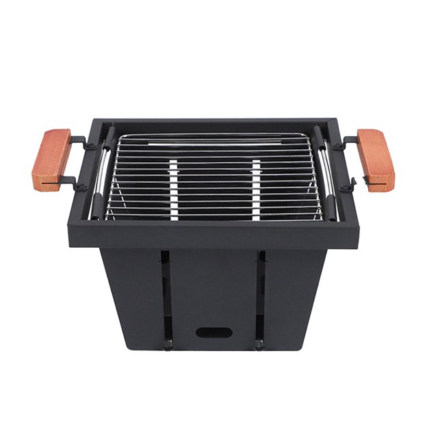 Parrilla plegable de carbón para barbacoa, estufa de barbacoa, red de acero portátil para asar. Negro