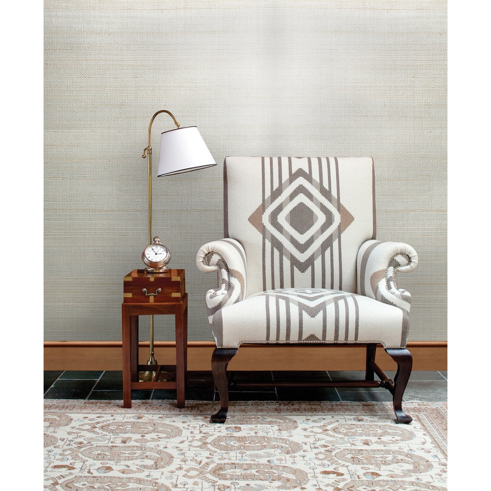 Kenneth James Stelios Grey Grasscloth Wallpaper, 36-in by 24-ft, 72 sq. ft