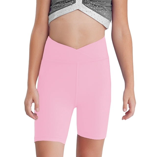 Doomiva Girls Athletic Swim Shorts Solid Color Shorts Sport Cheer Workout Running Pink 130