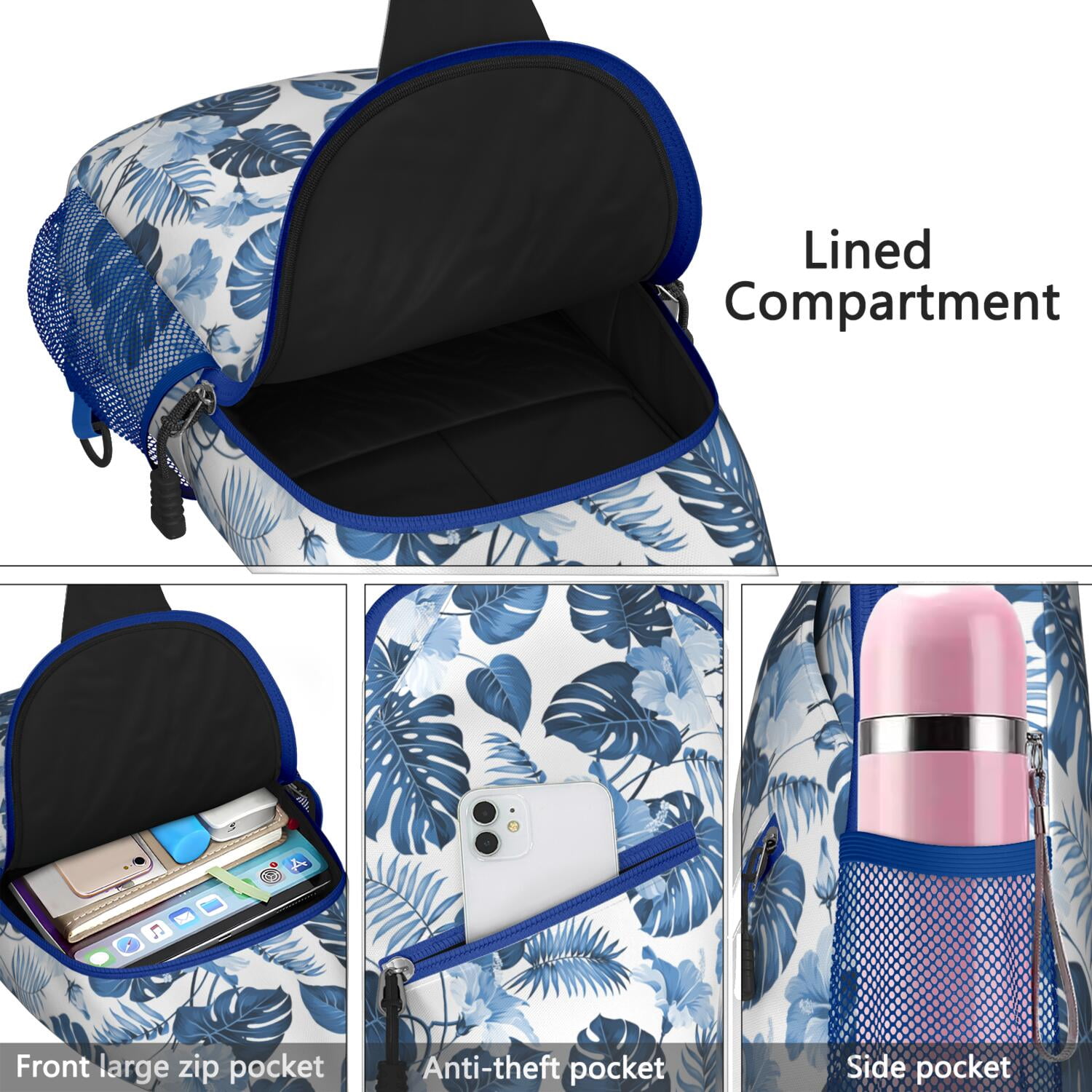 Tropical Flowers Shoulder Backpack - Vibrant Boho Daypack - Ideal for Travel, Festivals, Summer Activities