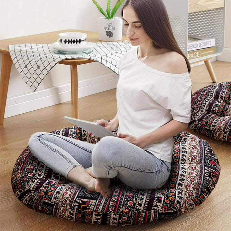 Water Resistant Floor Cushion Round Seat Cushion Large Size Outdoor Floor  Pad Round Garden Patio Pillow Futon PAD for Balcony 