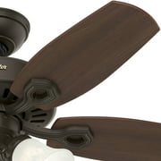 Hunter 42 inch Indoor Ceiling Fan with LED Lights - Bronze Ceiling Fan with Pull Chain, For Bedroom or Living Room, Standard Mount, No Remote, 5 Blades, Includes Bulbs - Builder 52107, New Bronze
