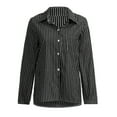 thumbnail image 5 of hgsbede Button Down Shirts for Women Casual Striped Printing Long Sleeve V-Neck Blouse Tops, 5 of 7