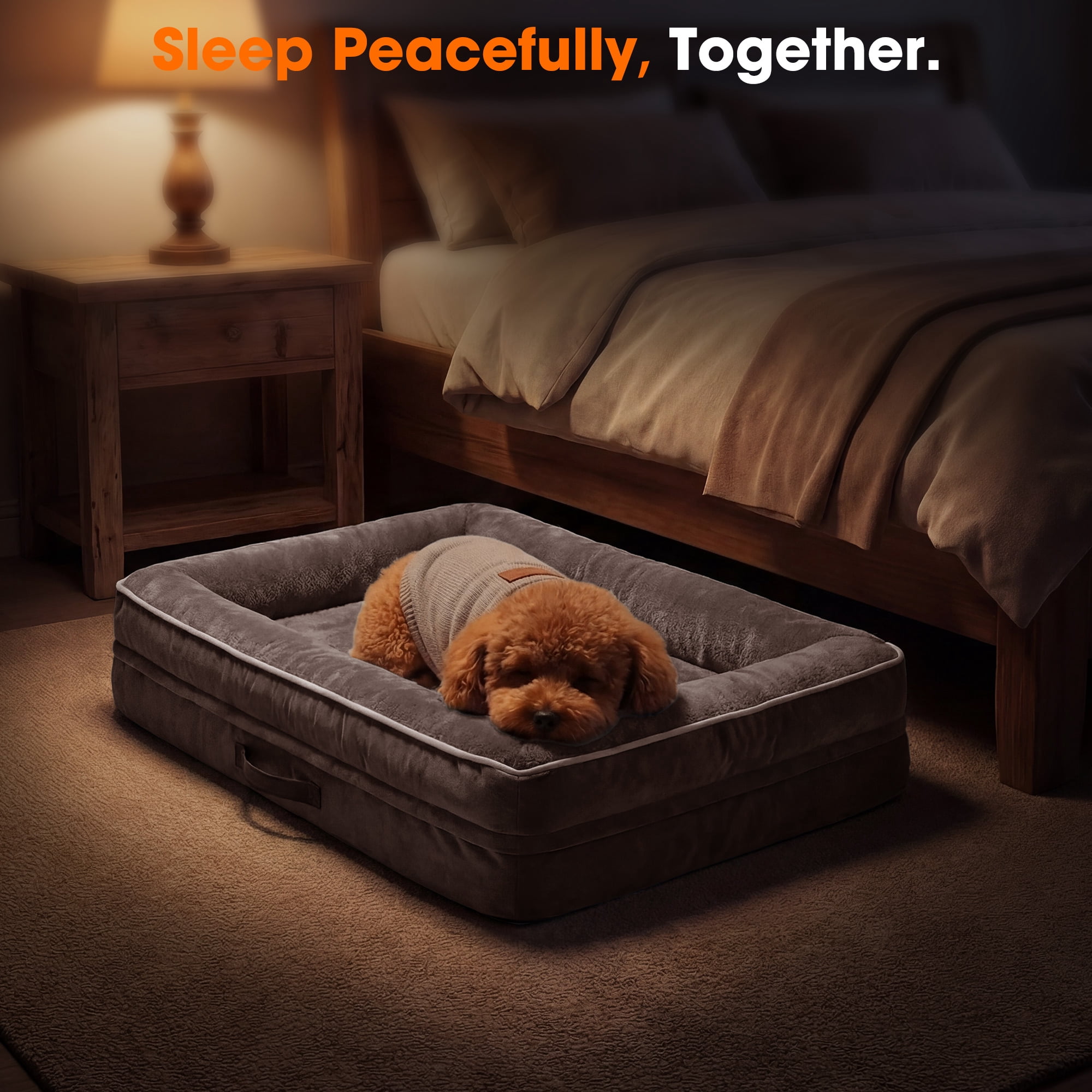 Small Pet Bed Orthopedic for Cat Dog Four-Sided Bolster Cushion with Waterproof Removable Washable Cover Pet Sofa Gray