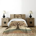 thumbnail image 4 of Ambesonne Brown Quilted Bedspread Set 2 Pcs, Asian Tree Culture Earthy Art, Twin Size, Chocolate Beige Green, 4 of 4