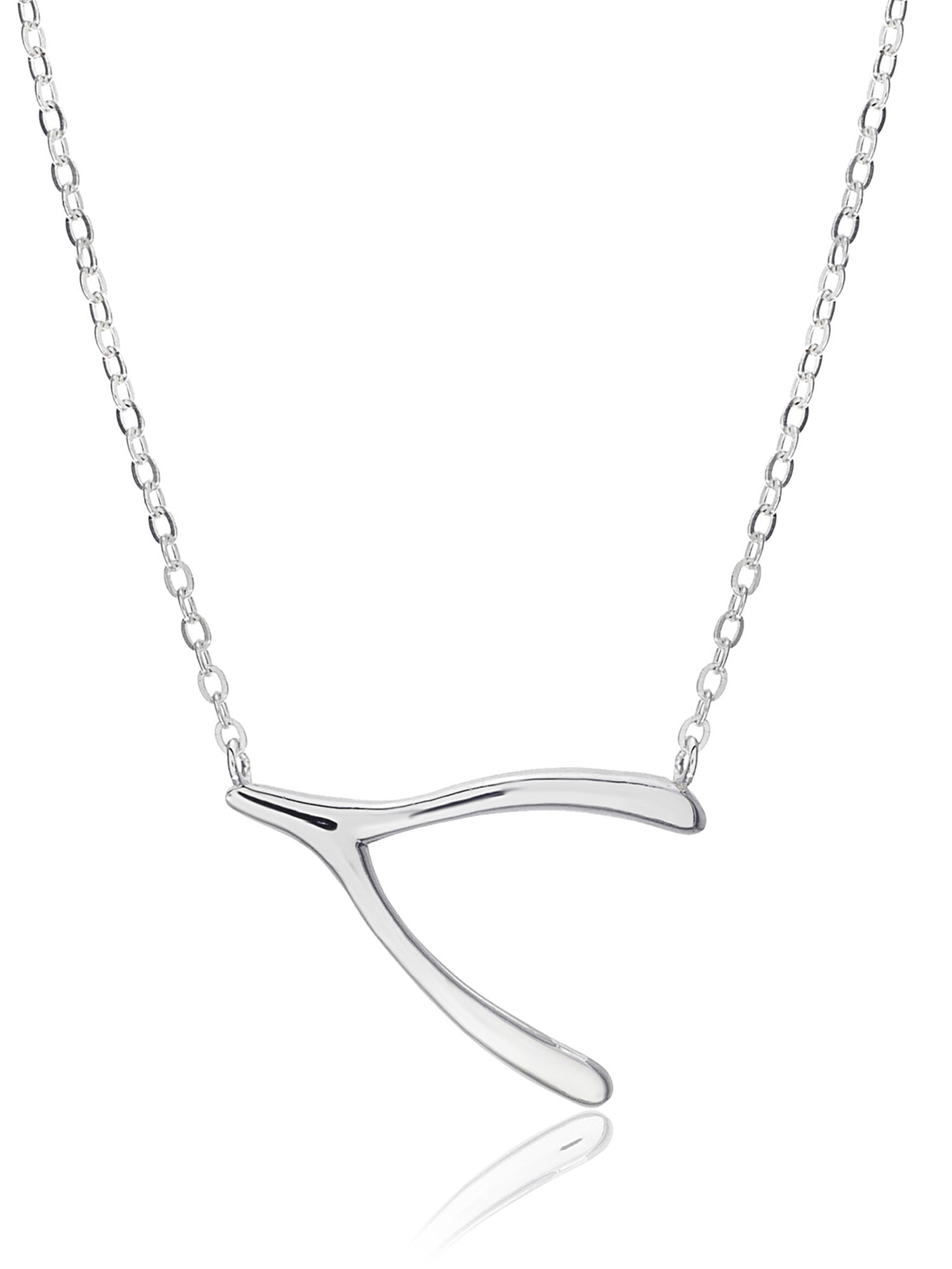 E-Coat Sterling Silver 14mm Sideways Wishbone Necklace - Walmart.com