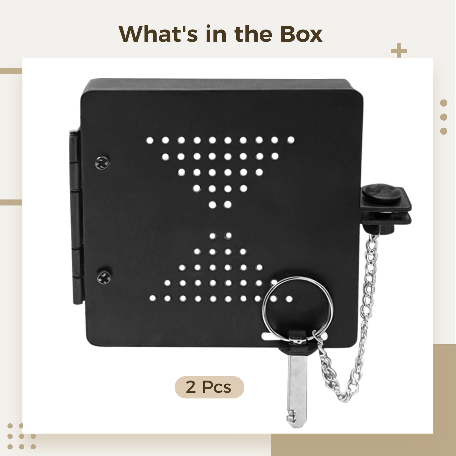 RV Bumper End Cap 1 Pack, Square Iron Bumper End Cover with Lock and Key, Includes Ventilation Holes and Side Chain, Fits 4 Inch Metal Square Bumper, Ideal for Sewer Hose Storage and Protection