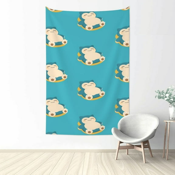 Snorlax Tapestry Aesthetic Wall Hanging for Living Room Bedroom Art Tapestries Poster Blanket College Dorm Home Decor 60x40 Inch
