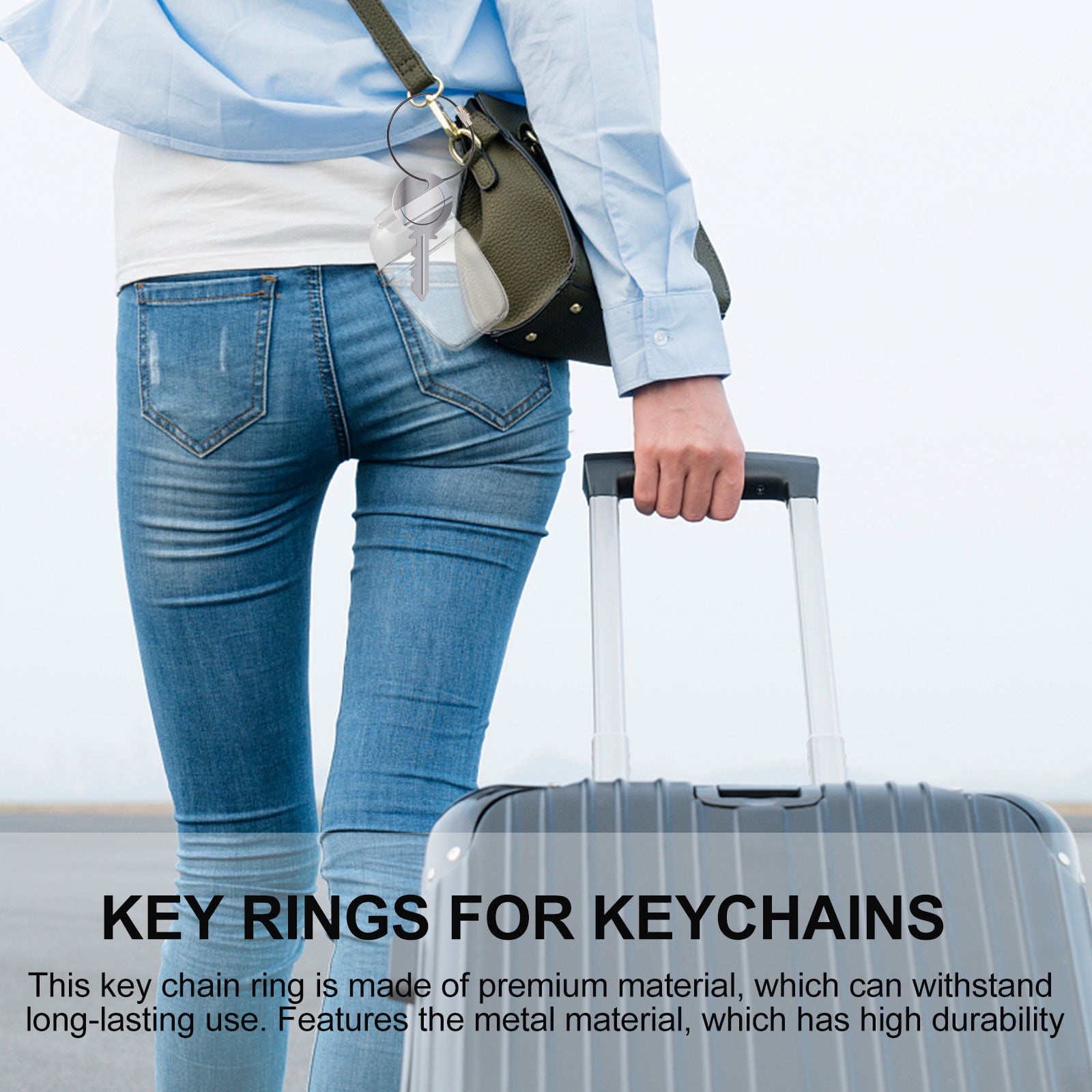 100 Pcs Luggage Binder Rings Tag Strap Bracelet Keychain for Car Keys Black