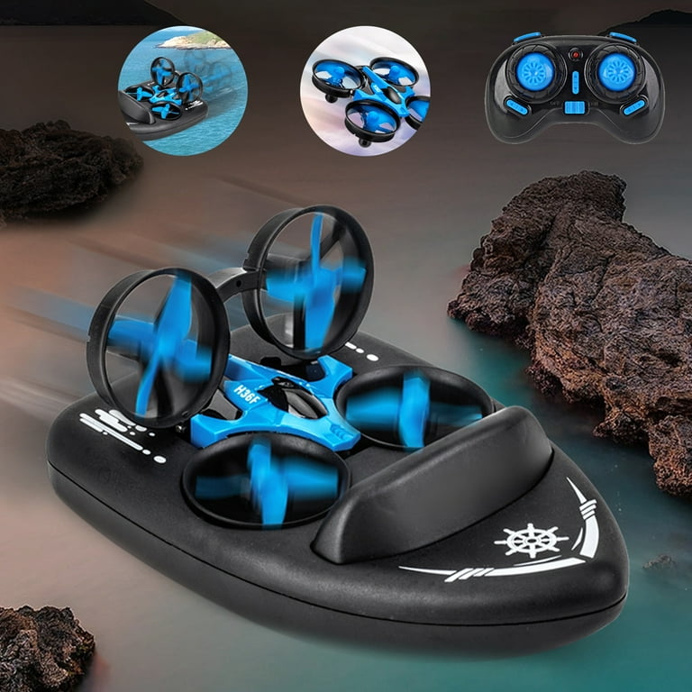 Pretxorve Drone with Camera for Adults Remote Control Plane Children s Three in one Unmanned Helicopter Sea Land Flying Car Black