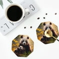 thumbnail image 4 of Fuzoiu Forest Panda Print Leather Coasters Set,Drink Coasters Set of 4,for Tabletop Protection, Durable PVC Coasters,Home Décor and Housewarming Gift-Octagon, 4 of 6