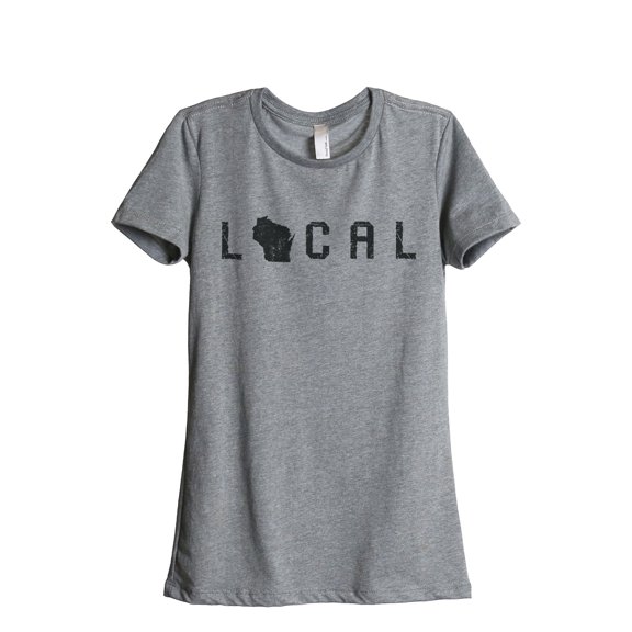 Thread Tank Local Wisconsin State Women's Relaxed Crewneck T-Shirt Tee Heather Grey Small