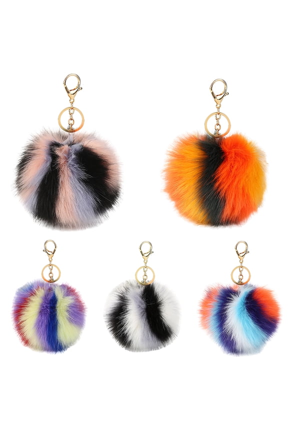 Multi Color Faux Fur Fluffy Ball Key Chain Car Keyring Bag Hanging Pendant Gift