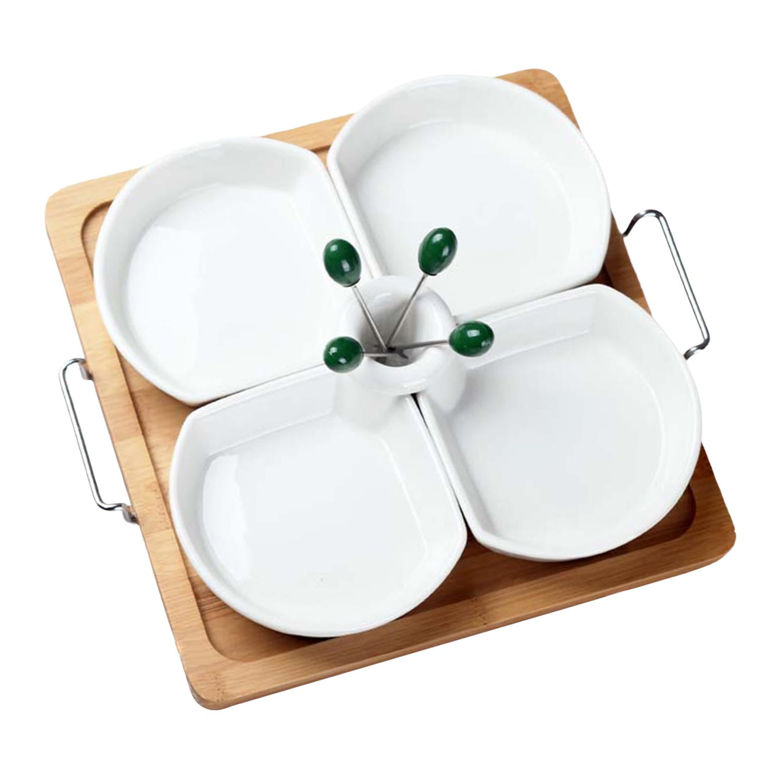 Divided Serving Serving Dish Appetizer Serving Tray Practical Ceramic 4 Grids for Festival Restaurants Kitchen Cookies Sauce C Walmart