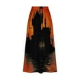 thumbnail image 5 of WFJCJPAF 2024 New Halloween Clearance! Long Skirt for Women Planets,Women's Printed Elastic Waistband Pleated Pocket Skirt With Mid Calf Skirt - Orange L, 5 of 5