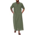 thumbnail image 2 of XDZJLR Mens Shirts Middle Arabic Style Long Button Muslim Robe Long Sleeve Robe Side Slit Robe Button Pocket Robe Shirts for Men, 2 of 7
