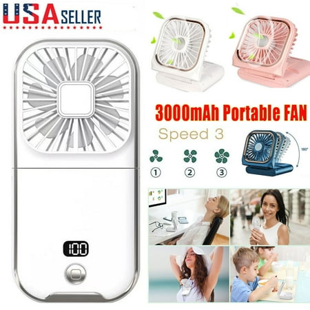 

Beiou 4-Speed Handheld Portable Mini Fan Rechargeable 3000mAh Battery LED Display Portable for Travel and Office (White)