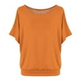 thumbnail image 2 of WTXUE Womens Summer Tops, Batwing Sleeve Oversized Solid Color T Shirt Women's Crew Neck Top Scoop Neck Short Sleeve Dolman Leisure T-Shirt, Orange, 2 of 6