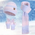 thumbnail image 2 of BRICH Winter Hat Scarf Gloves Set for Unisex 3 PCS Pom Beanie Skull Cap Knit Scarf Gloves Mittens Festive Gift Purple One Size, 2 of 9