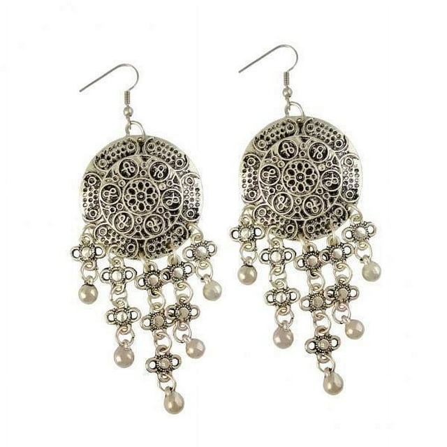 2 pendientes colgantes con cuentas de borlas étnicas tibetanas vintage, joyería de fiesta para mujer 2 piezas