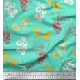 thumbnail image 1 of Soimoi Green Cotton Poplin Fabric Leaves & Berries Fruits Print Fabric by Yard 56 Inch Wide, 1 of 3