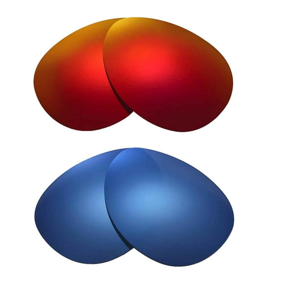 Walleva Polarized 2 Paris Replacement Lenses For Oakley Feedback OO4079 Sunglasses-Fire Red   Ice Blue