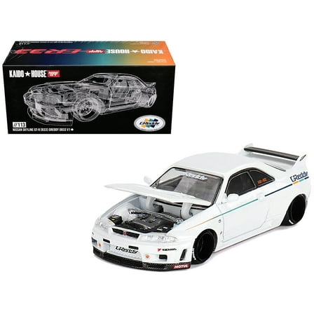 Kaido House x Mini GT Nissan Skyline GT-R (R33) GReddy GR33 V1 - 1:64, White (2024 Limited Edition)