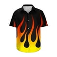 thumbnail image 4 of Men's Summer Button Down Shirts Flame Print Short Sleeve Bowling Shirt Tops Casual Relaxed Fit Elastic Tees for Vacation Traveling, 4 of 5