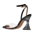 thumbnail image 5 of FSJ Women Classic Pointed Closed Toe Pumps Clear Chunky Block High Heel Ankle Strap Sandals Comfort Daily Work Shoes Size 6.5 Black, 5 of 5
