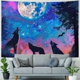 thumbnail image 4 of Creowell  Wolf Tapestry Purple Blue Psychedelic Starry Sky Tapestries Moon and Mountains Natural Landscape Wall Hanging Blanket for Bedroom Living Room Teen Dorm Indie Decor Poster 50x40inch, 4 of 6