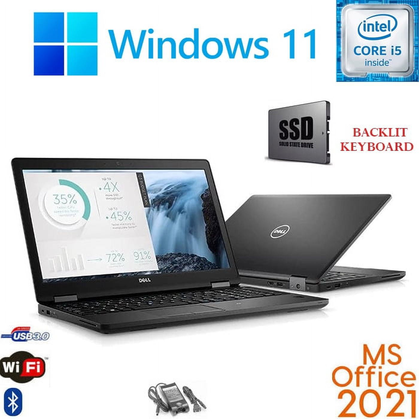 Restored Windows 11 Dell Latitude 5580 15.6" Laptop 16GB 500GB SSD WiFi BT Office21 (Refurbished)