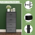 thumbnail image 6 of Dresser for Bedroom, 4 Storage Drawers, Anti-Tip Tall Fabric Closet Chests Organizer Tower Furniture with Wooden Top Metal Frame for Clothes, Living Room, Hallway, Entryway, 6 of 7