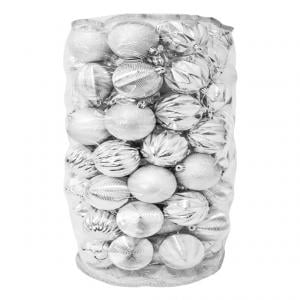 Set de 80 Esferas Navideñas Plateadas de Plástico, Acabado Brillante, Mate y Escarchado, para Decoración de Árbol de Navidad, Elegantes, Ligeras y Reutilizables para Fiestas Decembrinas