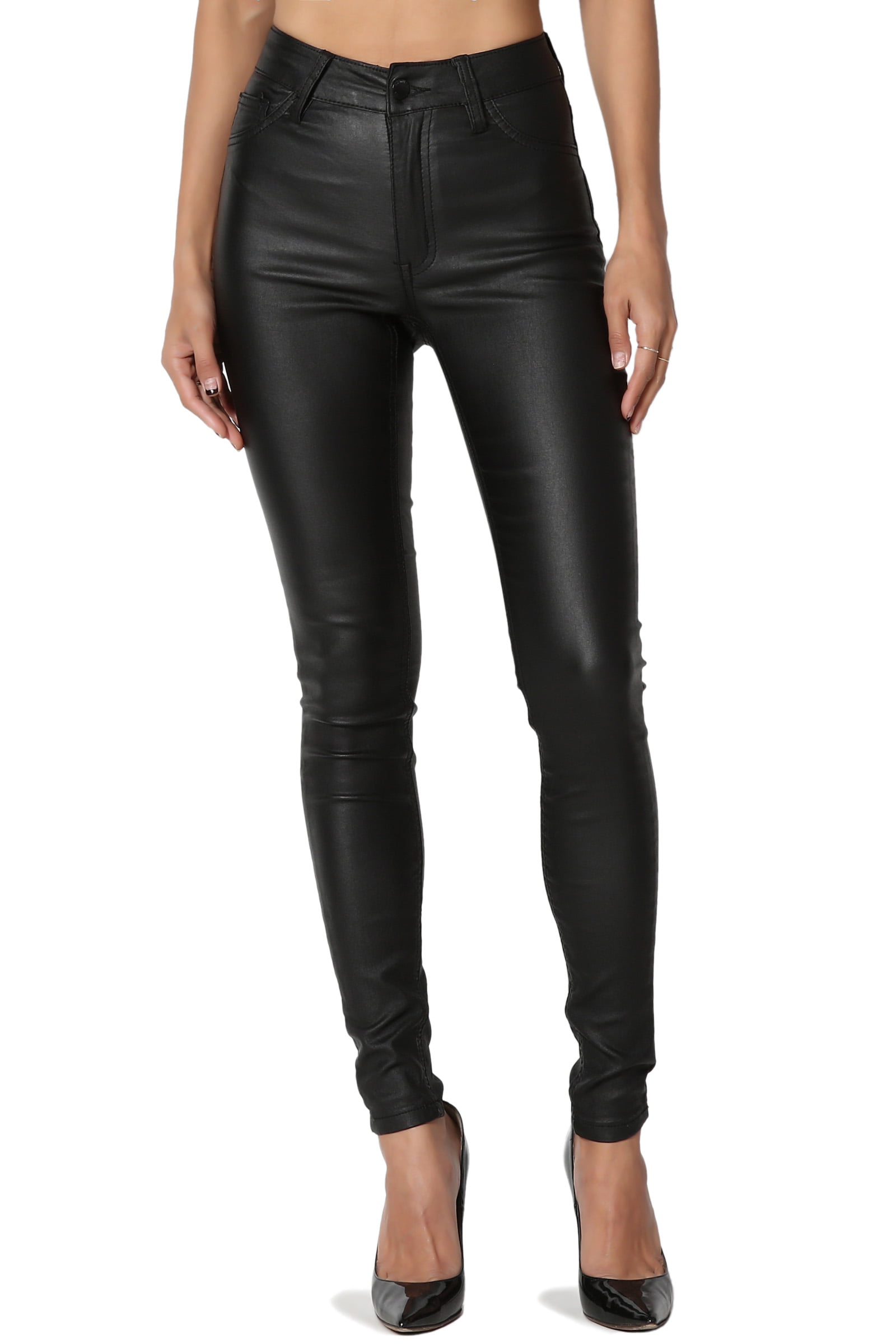 high waisted faux leather skinny jeans