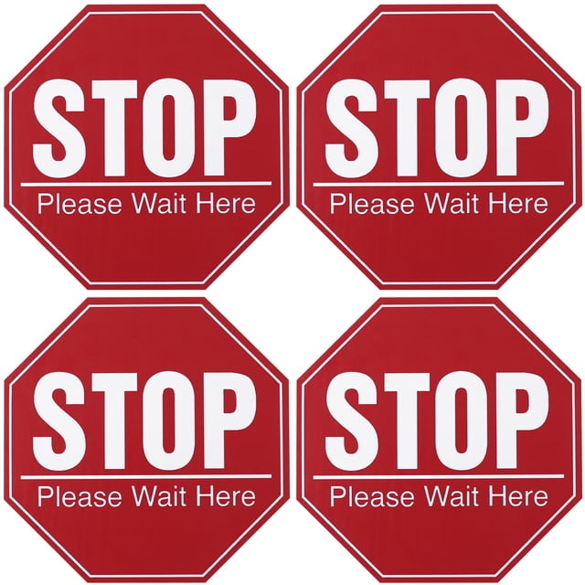 SHISUYAN 5 Sheets Social Distancing Decals Stop Please Wait Here Signs Letter Printed PVC Stickers Public Safety Distance Awareness Signs