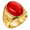 Red, variant on Men’s Stainless Steel Adjustable Ring with Oval Stone Look Face, Bold Gold Tone Statement Ring for Men, Everyday Wear, Party Style and Gift for Him