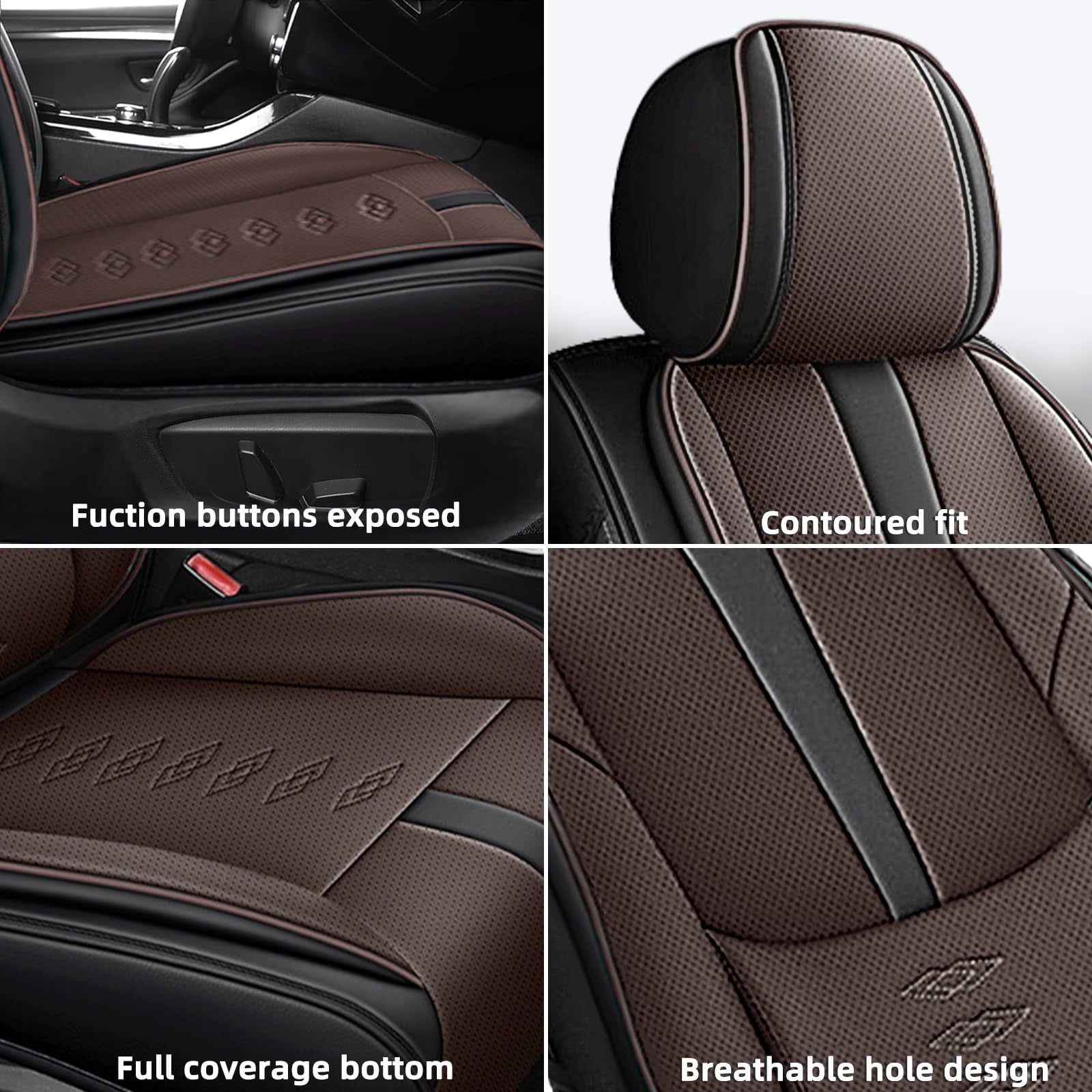 Leather Seat Covers for Subaru Most 98% Cars SUVs,Premium Car Seat Covers Front Set,Waterproof Car Seat Protectors with Airbag,Comfort Interior Cover Seats for Cars(Black+Brown)