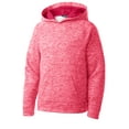 thumbnail image 3 of Sport-Tek YST225 Youth PosiCharge Electric Heather Fleece Hooded Pullover, Power Pink Electric, XL, 3 of 4