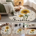 thumbnail image 5 of Round Rugs 5Ft, Yellow Sunflower Round Area Rug Washable Indoor Throw Carpet, Summer Vintage Flower Bee Sunshine Soft Non Slip Circle Rug for Cabinet Bathroom Home Decor Aesthetic, 5 of 8