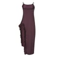 thumbnail image 6 of Cut out Dresses Lady Women's Spaghetti Strap Satin Dress, Backless Drawstring Ruched Lace Split Midi Dress Evening Party Halloween Costumes Purple XL, 6 of 8