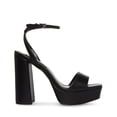 thumbnail image 5 of Steve Madden Lessa Platform Sandals Women Block Heel Ankle Strap Open Toe Pumps (Black Leather, 10), 5 of 8