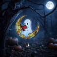 thumbnail image 5 of OCCOA Cute Ghost Stained Glass Style Acrylic Hanging Ornament with Bell Fall Pumpkin Window Suncatcher for Halloween Home Porch Decor Gift Idea, A, 5 of 6
