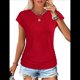 thumbnail image 1 of Camiseta de Corta con Cuello Redondo y Fruncido para Mujer, Color Rojo, Talla L, 1 of 7