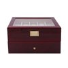 Deluxe Brown Watch Display Case With Key Lock, Clear Glass Top, 20 Watch Holders.