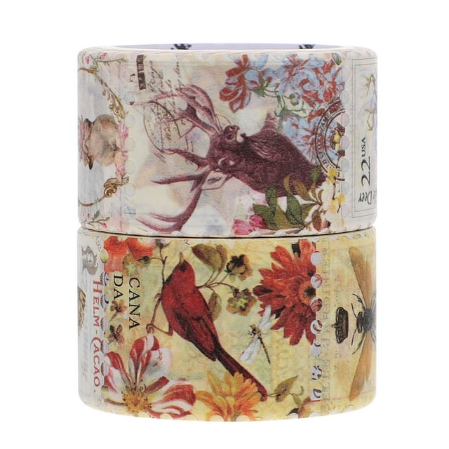 MasteelfCA 2 Rouleaux de Tampons Washi Tapes Washi Notebook Patchs Autocollants de Décoration Rétro