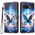 thumbnail image 2 of Colorful Painted Wallet Phone Case for Google Pixel 10a 6.3" , PU Leather Flip Folio Cover With Card Slots, Magnetic Closure, Kickstand, Shockproof Protective Phone Case,Blue Butterfly, 2 of 10