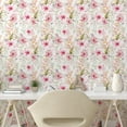 thumbnail image 2 of Ambesonne Hibiscus Peel & Stick Wallpaper for Home, Floral Happiness Butterfly, 13"x100", Blush Olive Green Ivory, 2 of 5